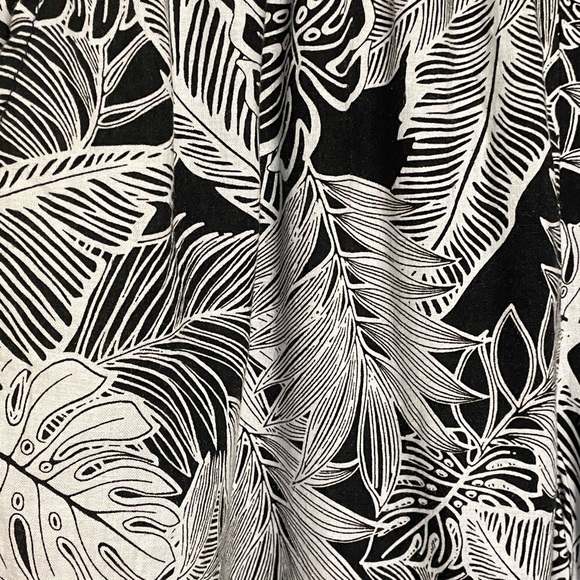 Anne Carson Linen and Rayon Wide Leg Floral Black and White Boho Pants Sz Large - Picture 4 of 8